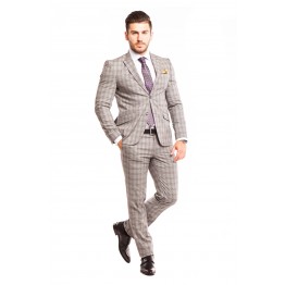 Costum PASCAL gri cu carouri maronii 